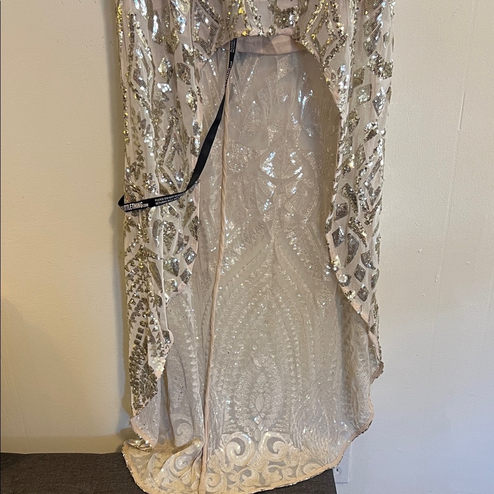 PrettyLittleThing Silver/ gold Embellished Dress - Picture 3 of 10